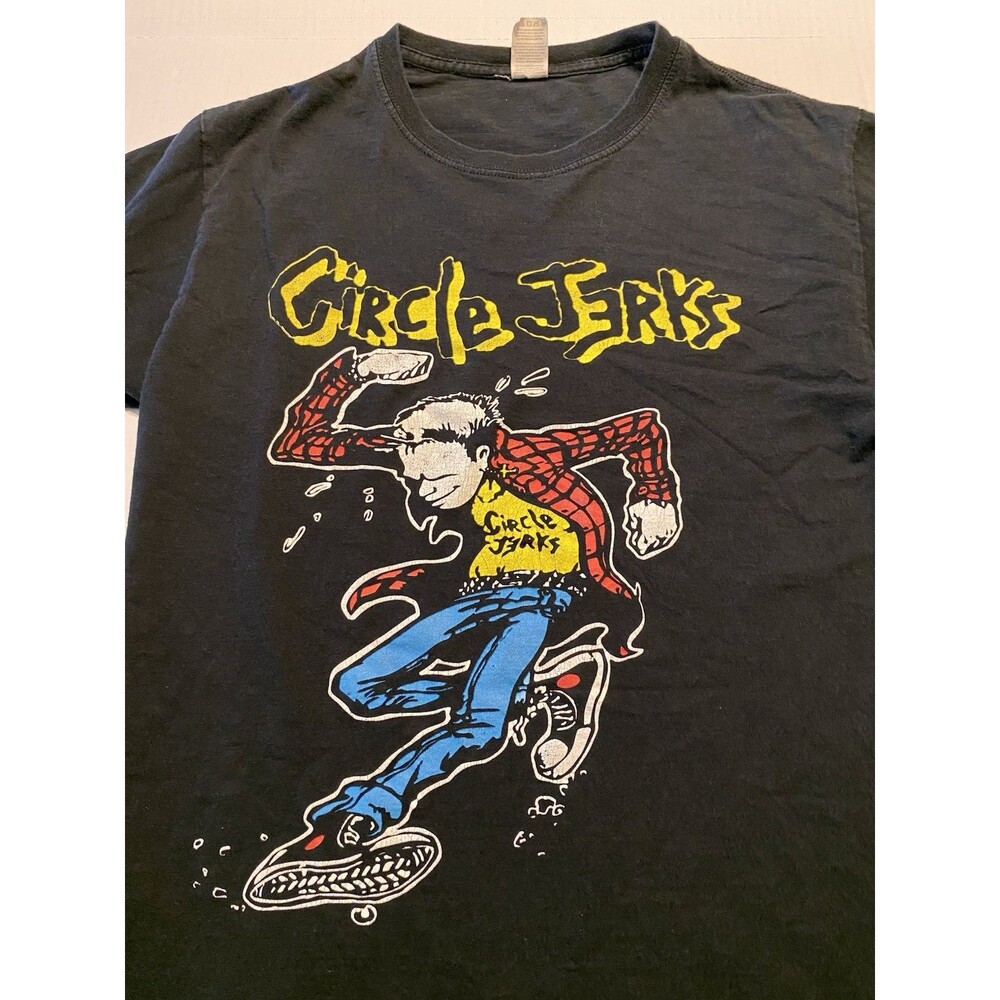 Circle Jerks Hardcore Punk T-Shirt Distressed Thrashed Mens S Skater Black Flag